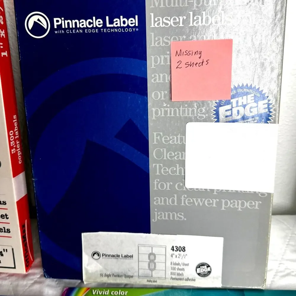 Labels Lot of 6-Uline,Office Max, Pinnacle